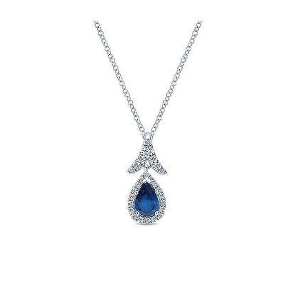 14k White Gold Diamond And Sapphire Fashion Necklace