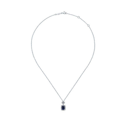 14k White Gold Diamond And Sapphire Fashion Necklace