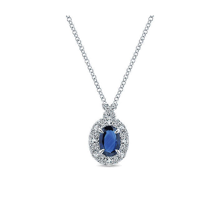 14k White Gold Diamond And Sapphire Fashion Necklace