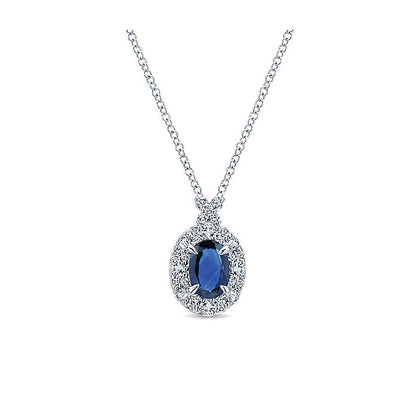 14k White Gold Diamond And Sapphire Fashion Necklace