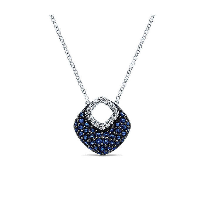 14k White Gold Diamond And Sapphire Fashion Necklace