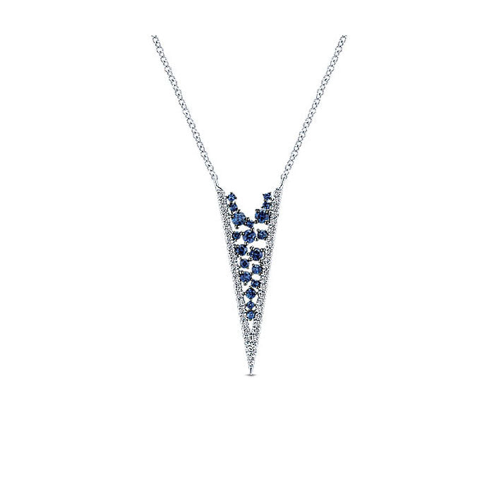 14k White Gold Diamond And Sapphire Fashion Necklace