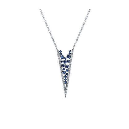 14k White Gold Diamond And Sapphire Fashion Necklace