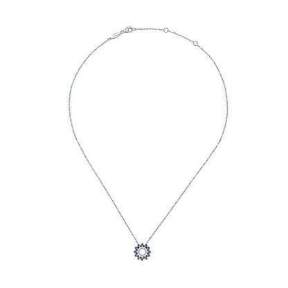 14k White Gold Diamond And Sapphire Fashion Necklace