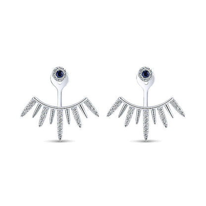 14k White Gold Diamond And Sapphire Peek A Boo Earrings