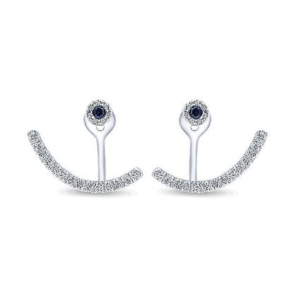 14k White Gold Diamond And Sapphire Peek A Boo Earrings