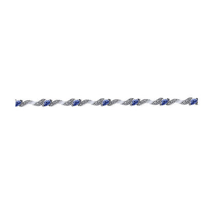 14k White Gold Diamond And Sapphire Tennis Bracelet