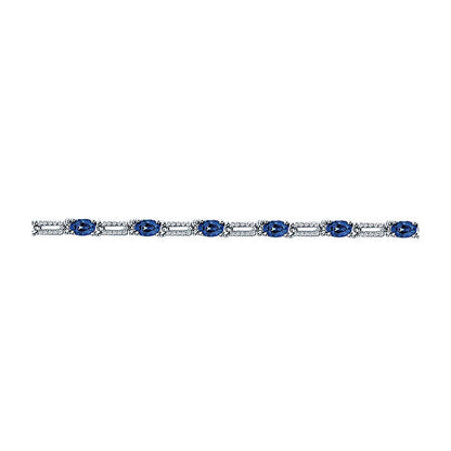 14k White Gold Diamond And Sapphire Tennis Bracelet