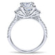 14K White Gold Diamond 3 Stone Cushion Cut ANd Pave Band 14K White Gold Engagement Ring ER9044W44Jj