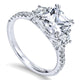 14K White Gold Diamond 3 Stone Cushion Cut ANd Pave Band 14K White Gold Engagement Ring ER9044W44Jj