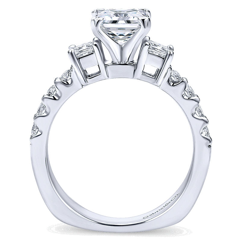 14K White Gold Diamond 3 Stone Princess Cut With European Shank 14K White Gold Engagement Ring ER402