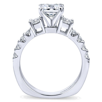 14K White Gold Diamond 3 Stone Princess Cut With European Shank 14K White Gold Engagement Ring ER402