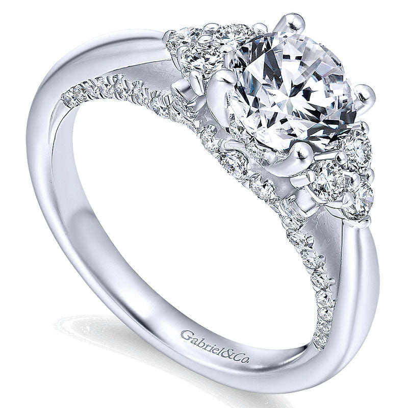 14K White Gold Diamond 3 Stones 14K White Gold Engagement Ring ER12620R4W44Jj