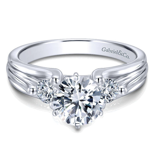 Engagement Ring 14k White Gold Diamond 3 Stones