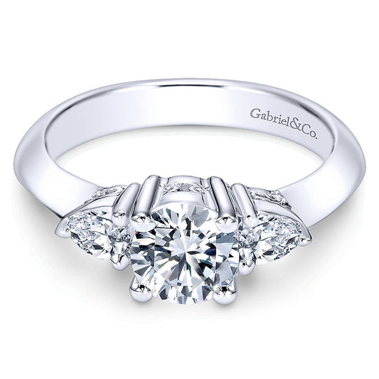 Engagement Ring 14k White Gold Diamond 3 Stones