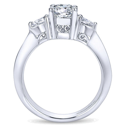 Engagement Ring 14k White Gold Diamond 3 Stones