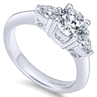 Engagement Ring 14k White Gold Diamond 3 Stones