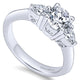 Engagement Ring 14k White Gold Diamond 3 Stones