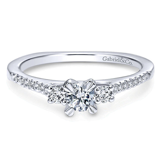 Engagement Ring 14k White Gold Diamond 3 Stones