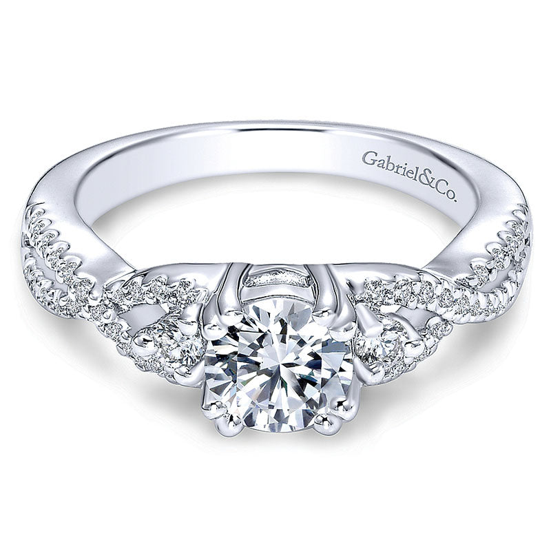 Engagement Ring 14k White Gold Diamond 3 Stones