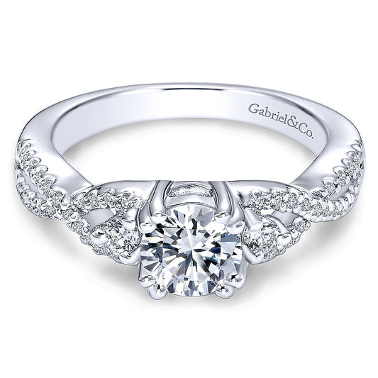 Engagement Ring 14k White Gold Diamond 3 Stones