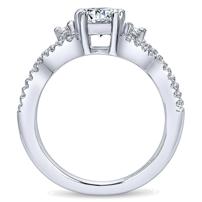 Engagement Ring 14k White Gold Diamond 3 Stones