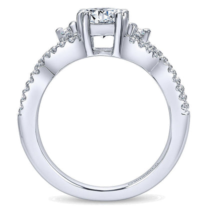 Engagement Ring 14k White Gold Diamond 3 Stones
