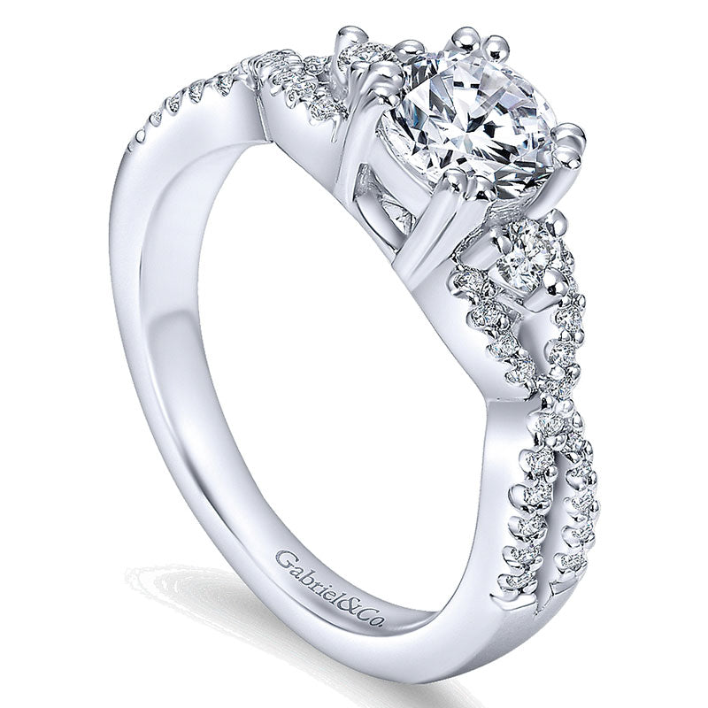 Engagement Ring 14k White Gold Diamond 3 Stones