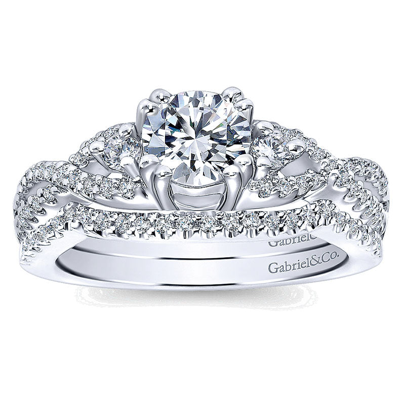 Engagement Ring 14k White Gold Diamond 3 Stones