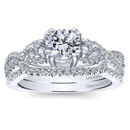Engagement Ring 14k White Gold Diamond 3 Stones
