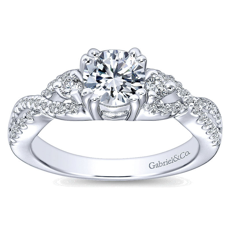 Engagement Ring 14k White Gold Diamond 3 Stones