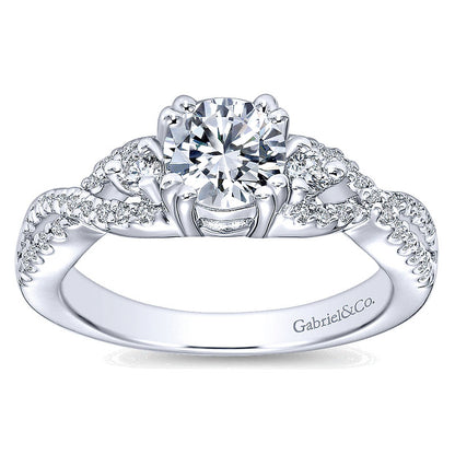 Engagement Ring 14k White Gold Diamond 3 Stones