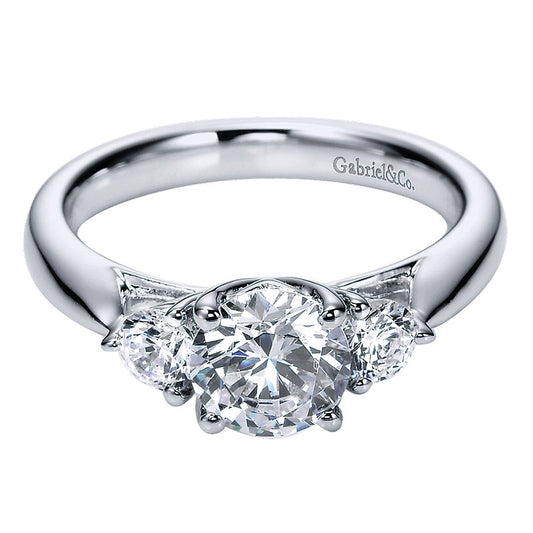 Engagement Ring 14k White Gold Diamond 3 Stones