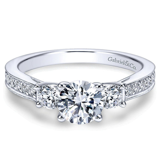14K White Gold Diamond 3 Stones 14K White Gold Engagement Ring ER6629W44Jj
