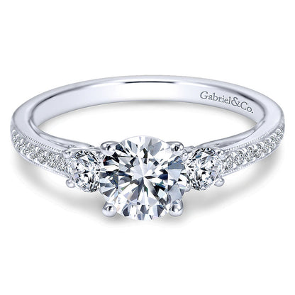 Engagement Ring 14k White Gold Diamond 3 Stones