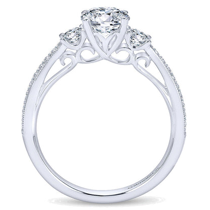 Engagement Ring 14k White Gold Diamond 3 Stones