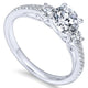 Engagement Ring 14k White Gold Diamond 3 Stones