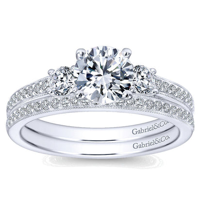 Engagement Ring 14k White Gold Diamond 3 Stones