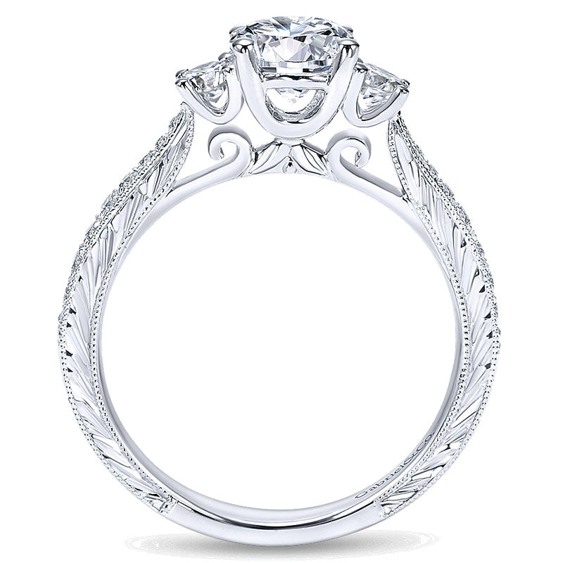 Engagement Ring 14k White Gold Diamond 3 Stones
