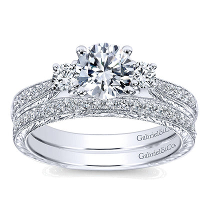 Engagement Ring 14k White Gold Diamond 3 Stones