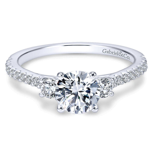 Engagement Ring 14k White Gold Diamond 3 Stones