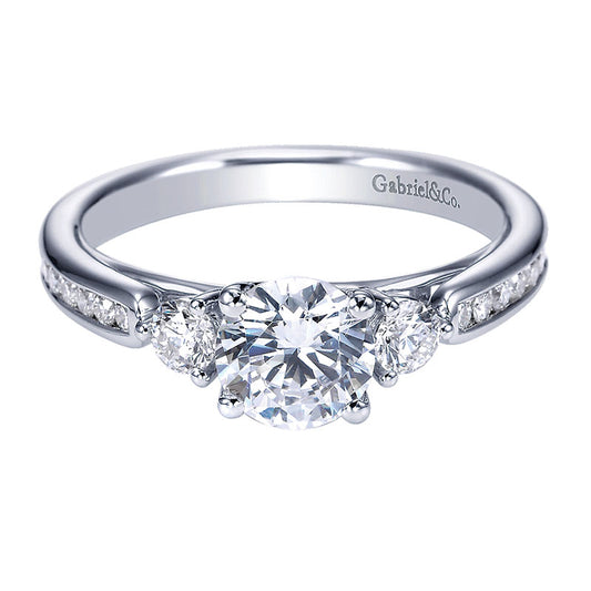 14K White Gold Diamond 3 Stones 14K White Gold Engagement Ring ER7449W44Jj