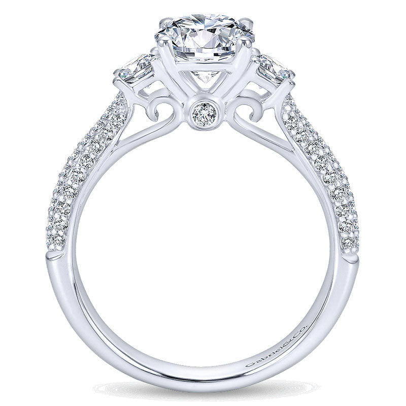 Engagement Ring 14k White Gold Diamond 3 Stones