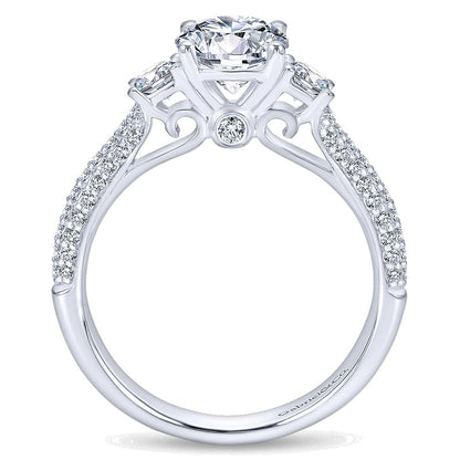 Engagement Ring 14k White Gold Diamond 3 Stones