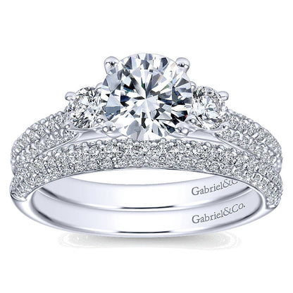 Engagement Ring 14k White Gold Diamond 3 Stones
