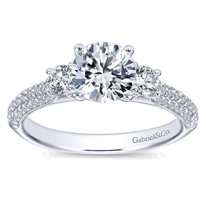 Engagement Ring 14k White Gold Diamond 3 Stones