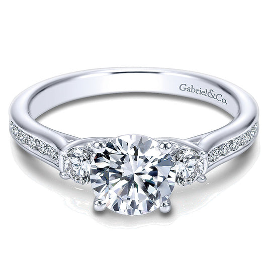 14K White Gold Diamond 3 Stones 14K White Gold Engagement Ring ER7472W44Jj