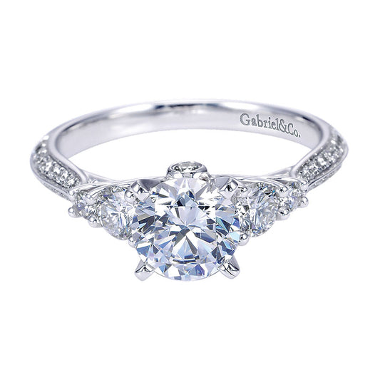 14K White Gold Diamond 3 Stones 14K White Gold Engagement Ring ER7539W44Jj
