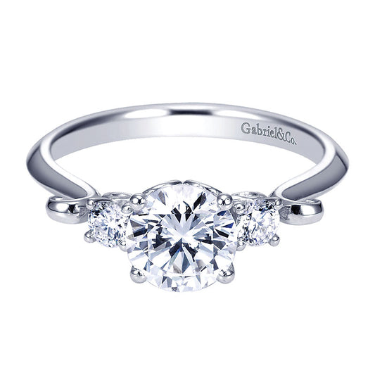 Engagement Ring 14k White Gold Diamond 3 Stones