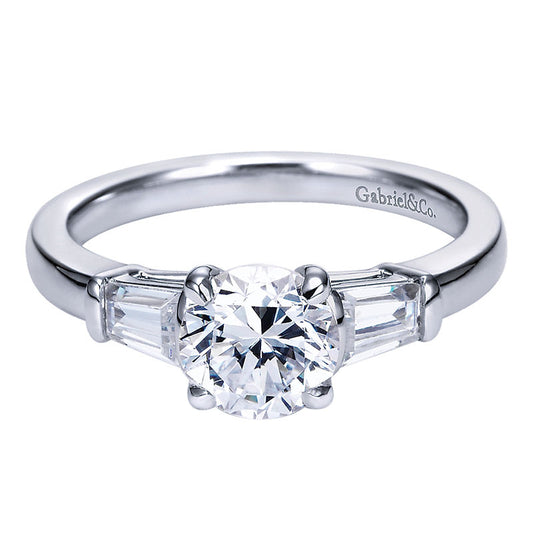 Engagement Ring 14k White Gold Diamond 3 Stones